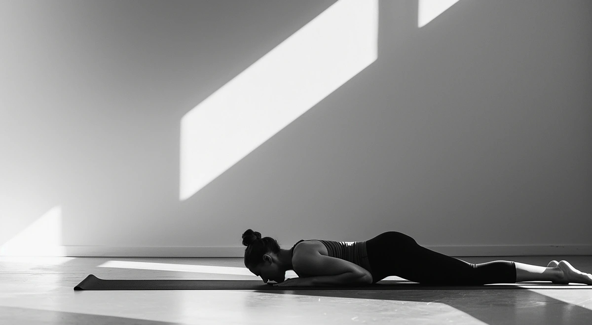 Profesora de yoga trabajando sobre la esterilla en un espacio de práctica